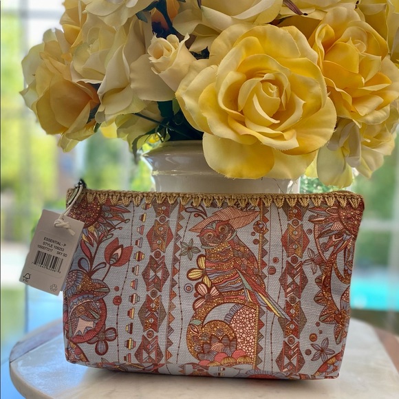 Sakroots NWT Large Blue Owl Cosmetic Zip Pouch - Picture 2 of 7